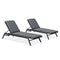 PURPLE LEAF Chaise Lounge Outdoor Chair with Cushion Aluminum Pool Side Sun Lounges Adjustable Reclining Patio Set Pack of 2 Grey