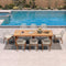 PURPLE LEAF Outdoor Dining Set Teak Aluminum Patio Furniture Set Wicker Dining Table and Chairs for Lawn Deck Patio Dining Set