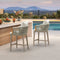 PURPLE LEAF Outdoor Bar Stools Chair Set of 2, Modern Rattan Bar Stool with Back and Cushion for Balcony, Indoor or Outdoor, Kitchen Island