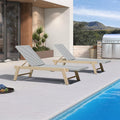 PURPLE LEAF Extra Large Patio Chaise Lounge French Outdoor Wicker Lounger Matte Teak Aluminum Frame 771LBS Capacity PE Rattan Adjustable Backrest for Pool Garden Beach Backyard