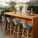 PURPLE LEAF Patio Oversized Backrest Bar Height Stool Set of 2 Outdoor Round Barstools Aluminum Frame Woven Rattan for Indoor Kitchen Dining Bistros Cafe Restaurant