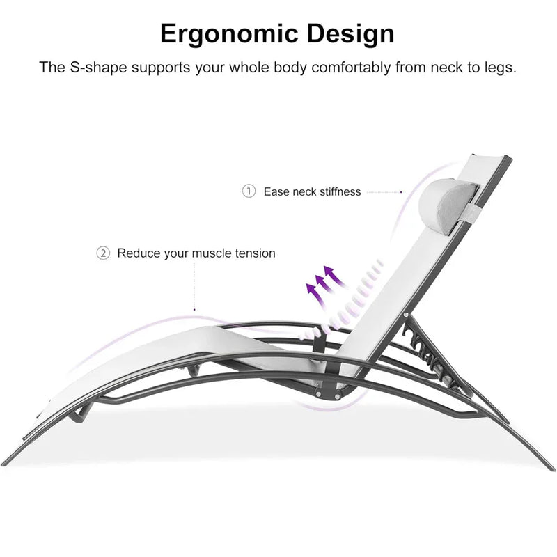 PURPLE LEAF Patio Chaise Lounge Set Outdoor Beach Pool Sunbathing Lawn Lounger Recliner Chair Outside Chairs with Side Table Included