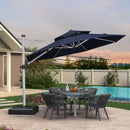 PURPLE LEAF Round Cantilever Patio Umbrella Heavy Duty Umbrella for Porch Garden Pool