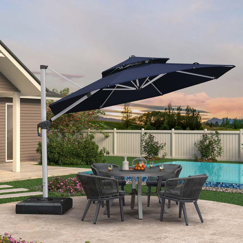 PURPLE LEAF Round Cantilever Patio Umbrella Heavy Duty Umbrella for Porch Garden Pool