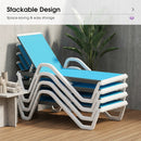 PURPLE LEAF Patio Chaise Lounge Plastic Pool Outdoor Lounge Chair with Aluminum Frame Stackable Patio Tanning Chairs for Poolside Sunbathing Beach Deck Yard