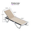 Clearance-PURPLE LEAF Patio Chaise Lounge Plastic Pool Outdoor Lounge Chair with Aluminum Frame Stackable Patio Tanning Chairs for Poolside Sunbathing Beach Deck Yard