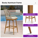 PURPLE LEAF Outdoor Swivel Counter Height Bar Stools Set of 2 Patio 360° Rotating All-Weather Wicker Stools with Back and Cushion for Outside Backyard Kitchen Bistro Garden Bar