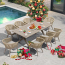 PURPLE LEAF 7/9/11 Pieces Outdoor Dining Set with Aluminium Table and Rattan Chairs, Champagne