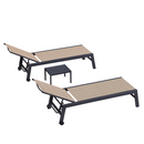 PURPLE LEAF Patio Chaise Lounge Textilene Pool with Wheels Sunbathing Chair for Outdoor, Beach, Yard, Side Table Included