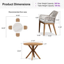 PURPLE LEAF Round Outdoor Dining Set Patio Aluminum Dining Set Round Table and Wicker Chairs with Sunbrella Cushions for Kitchen Deck