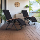 PURPLE LEAF Outdoor Reclining Chair Patio Zero Gravity Chaise Lounge Folding Chair with Removable Cushion Adjustable Headrest for Lawn Camping Beach Pool