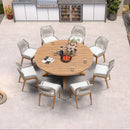PURPLE LEAF Round & Rectangle Outdoor Dining Table HPL Aluminum Tabletop Modern Dining Table for Deck Kitchen