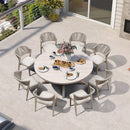 PURPLE LEAF Round Patio Dining Set with Aluminum Frame and Wicker Rattan Dining Chair with Comfortable Cushions for Deck Porch Kitchen Outdoor