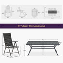 PURPLE LEAF  Folding Outdoor Dining Set  with Aluminum Table and Padded Chairs All Weather Dining Table Sets for Garden Backyard Poolside