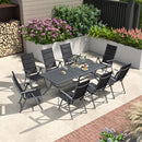PURPLE LEAF  Folding Outdoor Dining Set  with Aluminum Table and Padded Chairs All Weather Dining Table Sets for Garden Backyard Poolside