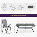 PURPLE LEAF  Folding Outdoor Dining Set  with Aluminum Table and Padded Chairs All Weather Dining Table Sets for Garden Backyard Poolside