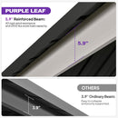 PURPLE LEAF Modern Gazebo Grey Hardtop Galvanized Steel Double Roof White Aluminum Poles with Curtains and Netting with Lights-clear