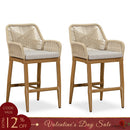 PURPLE LEAF Modern Bar Stools Set of 2, Aluminum Bar Stool with Cushion for Indoor and Outdoor, Kitchen Island