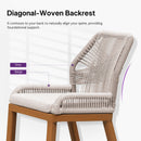 PURPLE LEAF Bar Stools Set of 4 Outdoor Aluminum Barstools with Back Modern Wicker Rattan Boho Garden Pool Patio Bar Chairs
