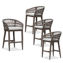 PURPLE LEAF Outdoor Bar Stools Counter Stools Rattan Bar Stools Chair with Backrest for Indoor or Outdoor, Kitchen lsland