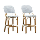 PURPLE LEAF Outdoor Bar Height Stools Set of 2 French Country Patio Rattan Bar Stool Chairs Outdoor Armless Barstools for Porch Garden Indoor Kitchen