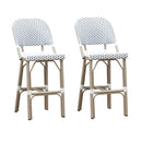 PURPLE LEAF Outdoor Bar Height Stools Set of 2 French Country Patio Rattan Bar Stool Chairs Outdoor Armless Barstools for Porch Garden Indoor Kitchen