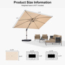 PURPLE LEAF Deluxe Aluminum Outdoor Patio Umbrella Square Cantilever Umbrellas