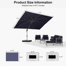 PURPLE LEAF Deluxe Aluminum Outdoor Patio Umbrella Square Cantilever Umbrellas