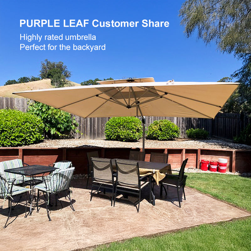 PURPLE LEAF Large Rectangular Porch Umbrella Outside Cantilever Patio Yard Umbrella
