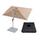PURPLE LEAF Rectangular Large Outdoor Cantilever Umbrella With Base for Garden, Pool
