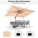 PURPLE LEAF 9 x 12 / 10 x 13 ft Rectangular Patio Umbrella Aluminum Cantilever Umbrella in Wood Color