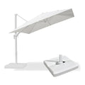 PURPLE LEAF white cantilever patio umbrella with base, providing ample shade.
