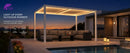 PURPLE LEAF Caesar LED Louvered Pergola with Integrated Solar Strip Lights Adjustable Aluminum Louvers Wind Resistant Pergolas for Patio Dining Deck Garden Yard White