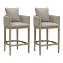 PURPLE LEAF Outdoor Bar Stools Set of 2 Modern Olefin Weaving Bar Chairs with Backrest Pillow for Patio, Poolside or Indoor