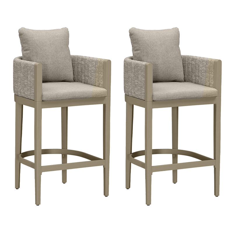 PURPLE LEAF Outdoor Bar Stools Set of 2 Modern Olefin Weaving Bar Chairs with Backrest Pillow for Patio, Poolside or Indoor