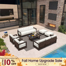 PURPLE LEAF Caesar Enclosed Patio Conversation Set with Bronze Cushion Pillows for Porch Garden