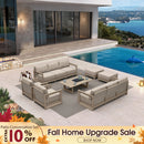 PURPLE LEAF Caesar Enclosed Patio Conversation Set with Khaki Cushion Pillows for Porch Garden