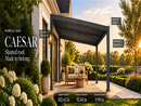 PURPLE LEAF Caesar Lean to Louvered Pergola, Slanted Roof Aluminum Patio Pergola with Adjustable Louvers and Hidden Drainage, Heavy-Duty Gazebo with a Wall Mounted Look for Patios,Backyards Decks,Gray