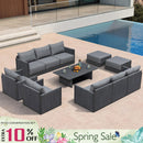 PURPLE LEAF Sanori Classical with Table Grey Patio Conversation Set with  Cushions and Ottoman for Poolside