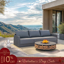 PURPLE LEAF Sanori Classical without Table Grey Patio Conversation Set with  Cushions and Ottoman for Deck