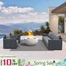 PURPLE LEAF Sanori Classical without Table Grey Patio Conversation Set with  Cushions and Ottoman for Deck