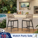 PURPLE LEAF Outdoor Bar Stools Wicker Rattan Bar Stools with Back Aluminum Outside Garden Patio Bar Chairs