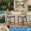 PURPLE LEAF Outdoor Bar Stools Wicker Rattan Bar Stools with Back Aluminum Outside Garden Patio Bar Chairs