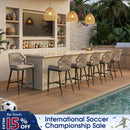 PURPLE LEAF Outdoor Bar Stool Set of 6, Wicker Chairs Bar Chairs with Cushion, All-Weather Patio Furniture kitchen stools