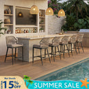 PURPLE LEAF Outdoor Bar Stool Set of 6, Wicker Chairs Bar Chairs with Cushion, All-Weather Patio Furniture kitchen stools