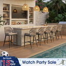 PURPLE LEAF Outdoor Bar Stool Set of 6, Wicker Chairs Bar Chairs with Cushion, All-Weather Patio Furniture kitchen stools