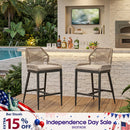 PURPLE LEAF Outdoor Bar Stools Wicker Rattan Bar Stools with Back Aluminum Outside Garden Patio Bar Chairs