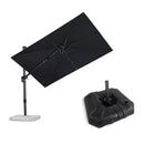 PURPLE LEAF Lateral Tilt Patio Umbrella with Base, 360° Swivel Cantilever Umbrella with Stand