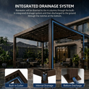 PURPLE LEAF Athena Louvered Pergola Bronze Outdoor Aluminum Pergola with Shutter Wall Adjustable Gazebo Rainproof for Patio Deck Garden