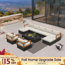 PURPLE LEAF Griffin Classical Patio Conversation Set Black with Cushion Pillows Ottoman and Premium Leather for Backyard Outdoor Living